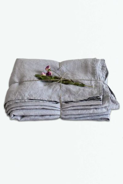 Light Grey Washed Linen Bed Set
