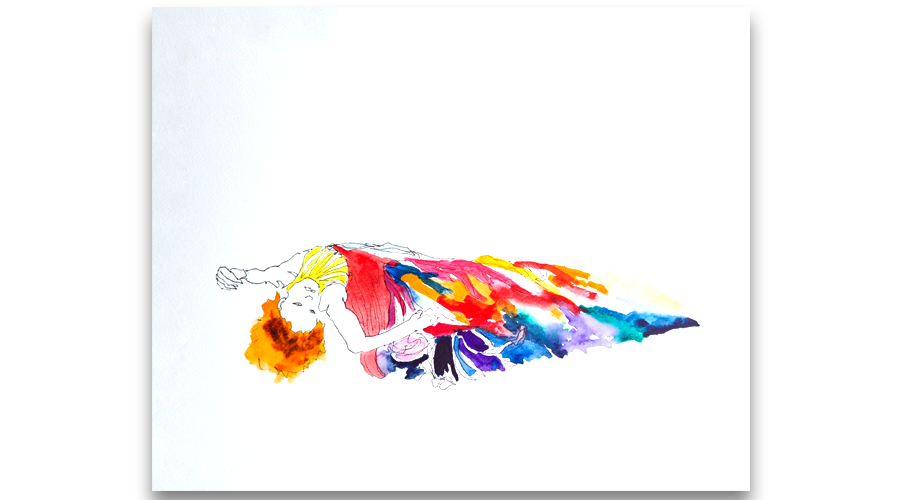 Clive-Dolphin-30cm-x-40cm-Dip-pen-and-watercolour