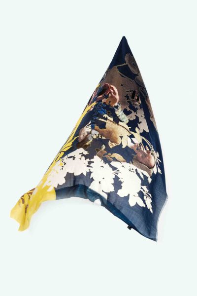 This luxuriously soft pure wool scarf captures the visual essence of Vermeer.
