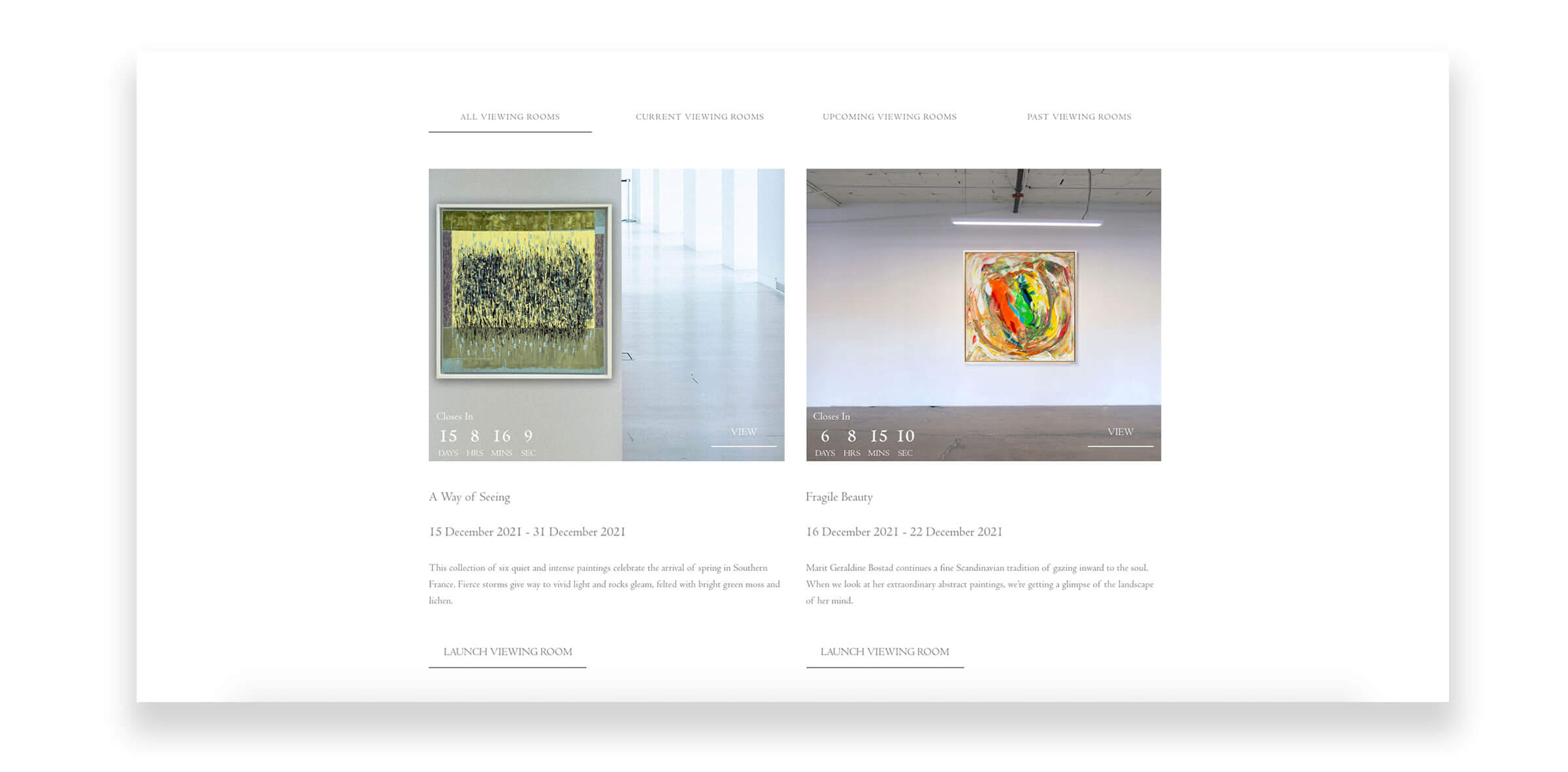 Online Viewing rooms. Create beautifully curated exhibitions.