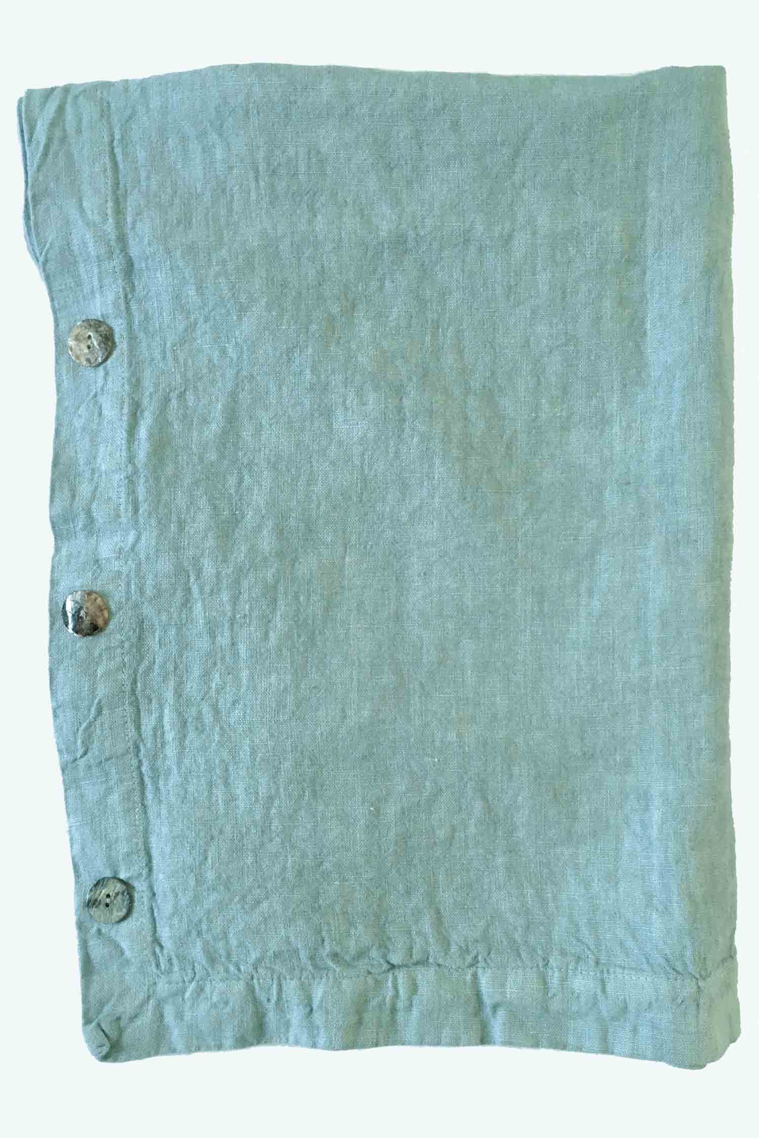 Washed Linen Pistachio Blue Table Runner